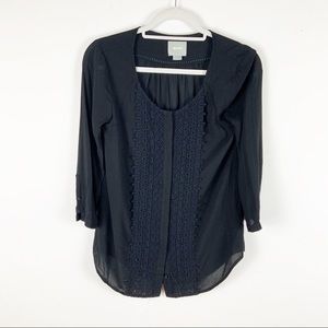 Maeve Button Down Black Blouse